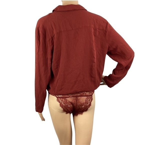 Intimately Free People Elsa Bodysuit Size XS Terracotta Red Long Sleeve - Picture 4 of 7